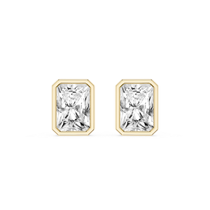 Radiant Lab Grown Diamond Bezel Set Stud Earrings