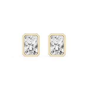 Radiant Lab Grown Diamond Bezel Set Stud Earrings
