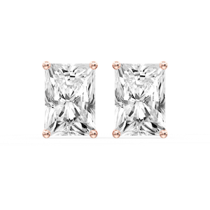 Radiant Certified Lab Grown Diamond Classic Four Prong Guardian Back Stud Earrings