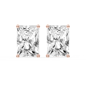 Radiant Certified Lab Grown Diamond Classic Four Prong Guardian Back Stud Earrings