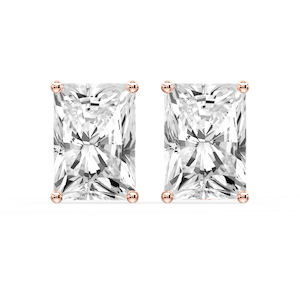 Radiant Certified Lab Grown Diamond Classic Four Prong Guardian Back Stud Earrings