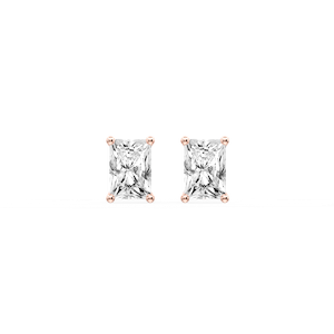 Radiant Certified Lab Grown Diamond Classic Four Prong Guardian Back Stud Earrings