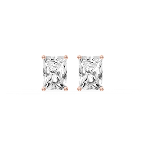 Radiant Certified Lab Grown Diamond Classic Four Prong Guardian Back Stud Earrings