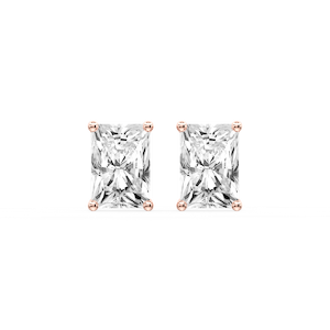 Radiant Certified Lab Grown Diamond Classic Four Prong Guardian Back Stud Earrings