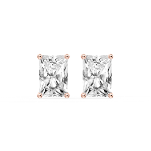 Radiant Certified Lab Grown Diamond Classic Four Prong Guardian Back Stud Earrings