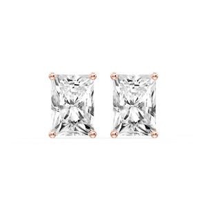 Radiant Certified Lab Grown Diamond Classic Four Prong Guardian Back Stud Earrings
