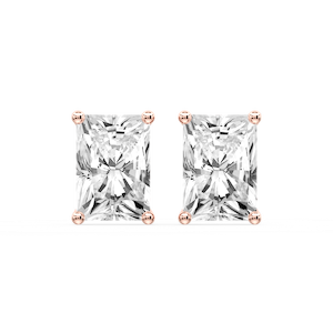 Radiant Certified Lab Grown Diamond Classic Four Prong Guardian Back Stud Earrings