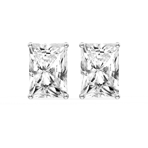Radiant Certified Lab Grown Diamond Classic Four Prong Guardian Back Stud Earrings