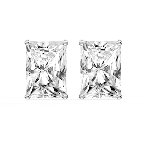Radiant Certified Lab Grown Diamond Classic Four Prong Guardian Back Stud Earrings