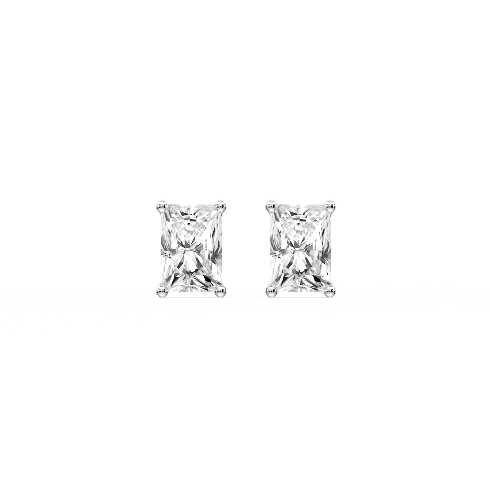 Radiant Certified Lab Grown Diamond Classic Four Prong Guardian Back Stud Earrings