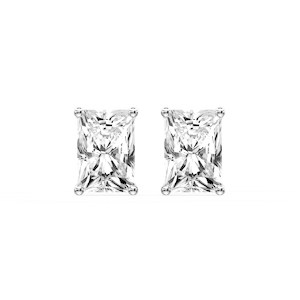 Radiant Certified Lab Grown Diamond Classic Four Prong Guardian Back Stud Earrings