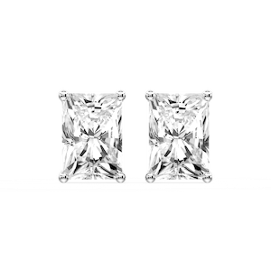 Radiant Certified Lab Grown Diamond Classic Four Prong Guardian Back Stud Earrings