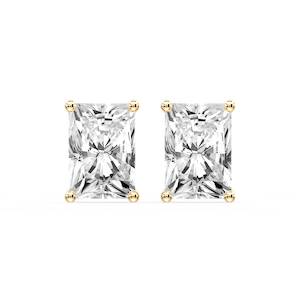 Radiant Certified Lab Grown Diamond Classic Four Prong Guardian Back Stud Earrings