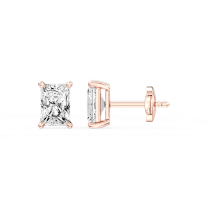 Radiant Certified Lab Grown Diamond Claw Prong Guardian Back Stud Earrings