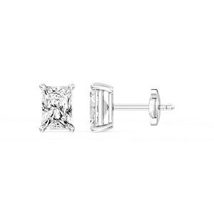 Radiant Certified Lab Grown Diamond Claw Prong Guardian Back Stud Earrings