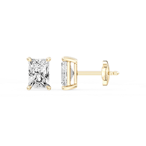 Radiant Certified Lab Grown Diamond Claw Prong Guardian Back Stud Earrings