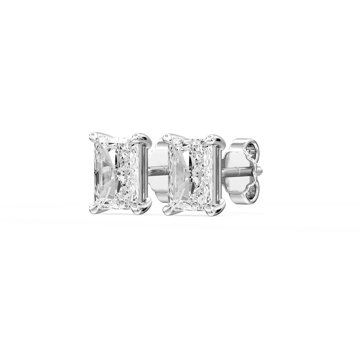 Radiant Certified Lab Grown Diamond Claw Prong Threaded Back Stud Earrings