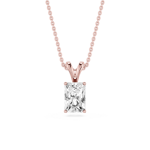 Radiant Lab Grown Diamond Double Bail Pendant - 16 to 18 Inches
