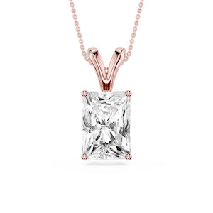 Radiant Lab Grown Diamond Double Bail Pendant - 16 to 18 Inches