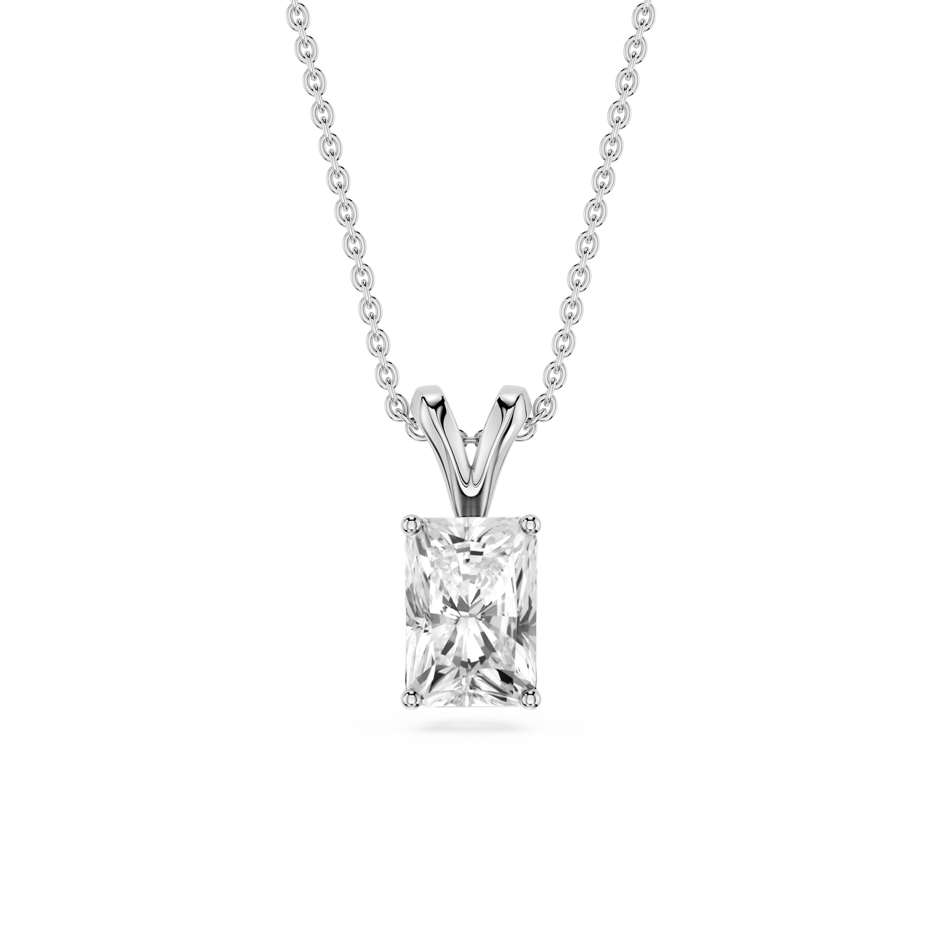 Radiant Lab Grown Diamond Double Bail Pendant - 16 to 18 Inches