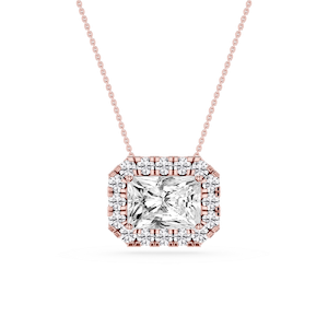 Radiant Lab Grown Diamond East West Halo Slide Pendant - 16 to 18 Inches