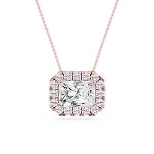 Radiant Lab Grown Diamond East West Halo Slide Pendant - 16 to 18 Inches