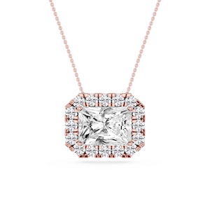 Radiant Lab Grown Diamond East West Halo Slide Pendant - 16 to 18 Inches
