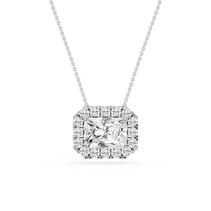 Radiant Lab Grown Diamond East West Halo Slide Pendant - 16 to 18 Inches