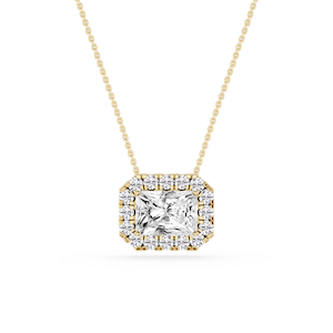 Radiant Lab Grown Diamond East West Halo Slide Pendant - 16 to 18 Inches