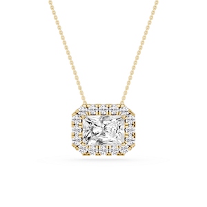 Radiant Lab Grown Diamond East West Halo Slide Pendant - 16 to 18 Inches