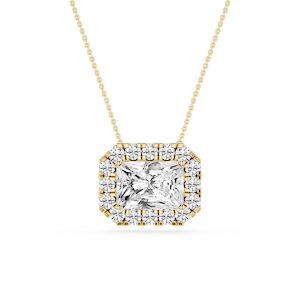 Radiant Lab Grown Diamond East West Halo Slide Pendant - 16 to 18 Inches
