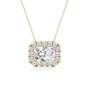 Radiant Lab Grown Diamond East West Halo Slide Pendant - 16 to 18 Inches