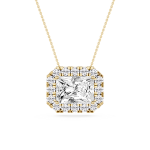 Radiant Lab Grown Diamond East West Halo Slide Pendant - 16 to 18 Inches