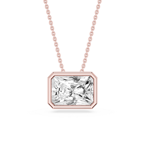 Radiant Lab Grown Diamond East West Solitaire Slide Pendant - 18 Inches