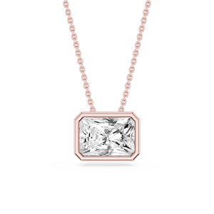 Radiant Lab Grown Diamond East West Solitaire Slide Pendant - 18 Inches