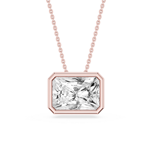 Radiant Lab Grown Diamond East West Solitaire Slide Pendant - 18 Inches