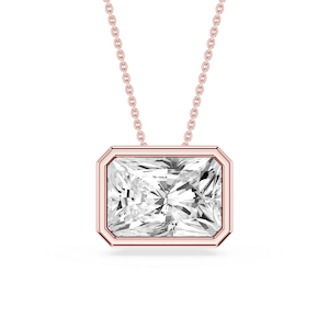 Radiant Lab Grown Diamond East West Solitaire Slide Pendant - 18 Inches