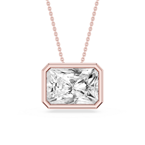 Radiant Lab Grown Diamond East West Solitaire Slide Pendant - 18 Inches