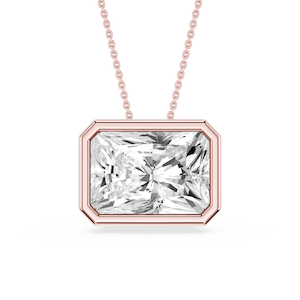 Radiant Lab Grown Diamond East West Solitaire Slide Pendant - 18 Inches