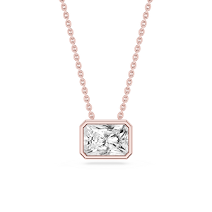 Radiant Lab Grown Diamond East West Solitaire Slide Pendant - 18 Inches