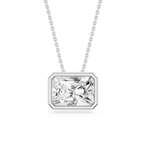 Radiant Lab Grown Diamond East West Solitaire Slide Pendant - 18 Inches