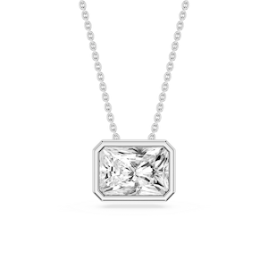 Radiant Lab Grown Diamond East West Solitaire Slide Pendant - 18 Inches