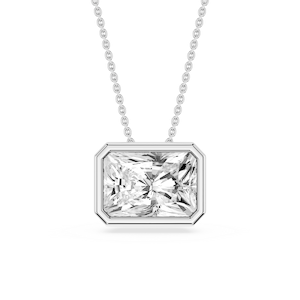 Radiant Lab Grown Diamond East West Solitaire Slide Pendant - 18 Inches