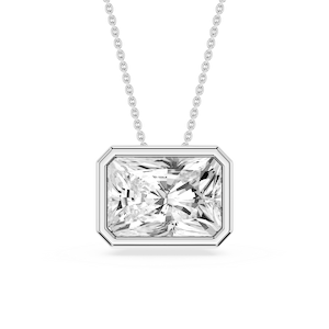Radiant Lab Grown Diamond East West Solitaire Slide Pendant - 18 Inches