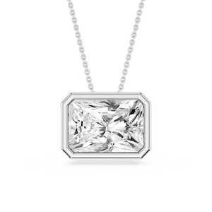 Radiant Lab Grown Diamond East West Solitaire Slide Pendant - 18 Inches