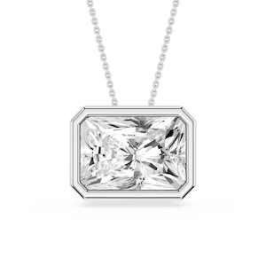 Radiant Lab Grown Diamond East West Solitaire Slide Pendant - 18 Inches