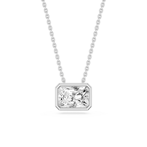 Radiant Lab Grown Diamond East West Solitaire Slide Pendant - 18 Inches
