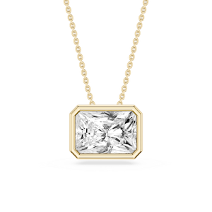 Radiant Lab Grown Diamond East West Solitaire Slide Pendant - 18 Inches