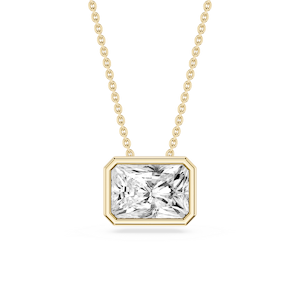 Radiant Lab Grown Diamond East West Solitaire Slide Pendant - 18 Inches