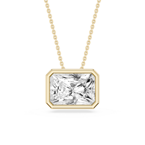 Radiant Lab Grown Diamond East West Solitaire Slide Pendant - 18 Inches